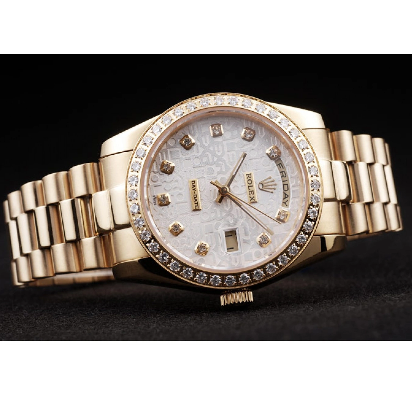 Aaa fake watches Dial Plated Gold White Yellow Day-Date Rolex Stainless Steel 18k 0709